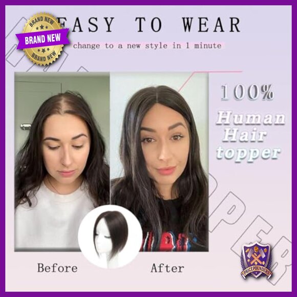 10 Inch Human Hair Topper for Thinning Hair, Swiss Base, No Bangs main image 2